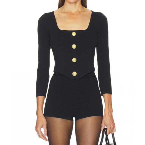 L'AGENCE Tops - NEW L'AGENCE sasha knit corset top in black/gold